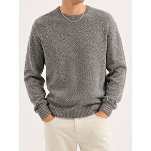 GAP Men's 100% Cotton Marled Crewneck Sweater Gray Knit Pullover Size L